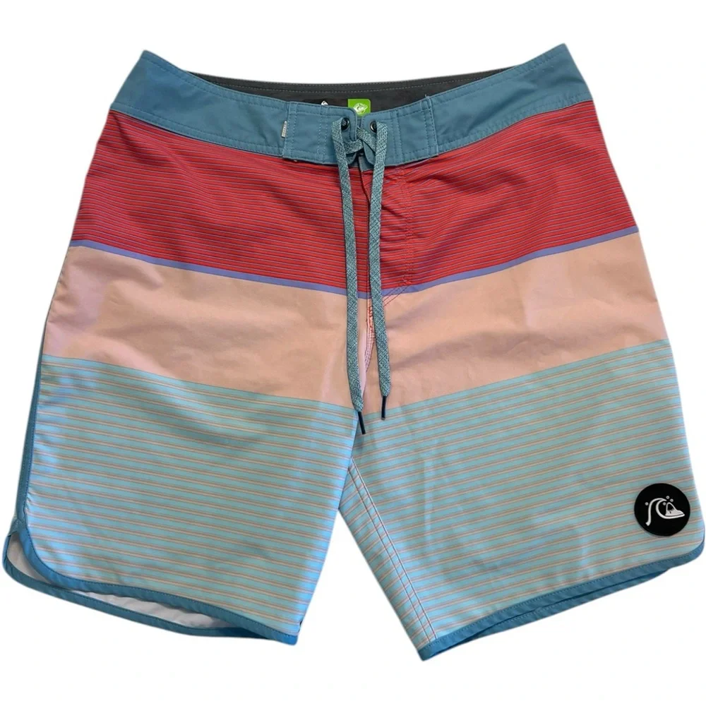 Quiksilver Surfsilk Tijuana 19” Boardshorts Striped Preppy Coastal Vacation📐31